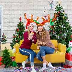 Inflatable Deer Antlers Set with Pump - Party Decoration Toy Props