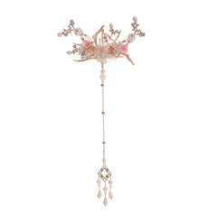 Faux Pearl Crystal Flower Tassels Hairpin Headband Wedding Bridal Jewelry
