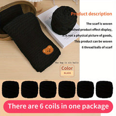 6 Pack Chunky Knit Yarn & Bear Accessories Set for DIY Arts