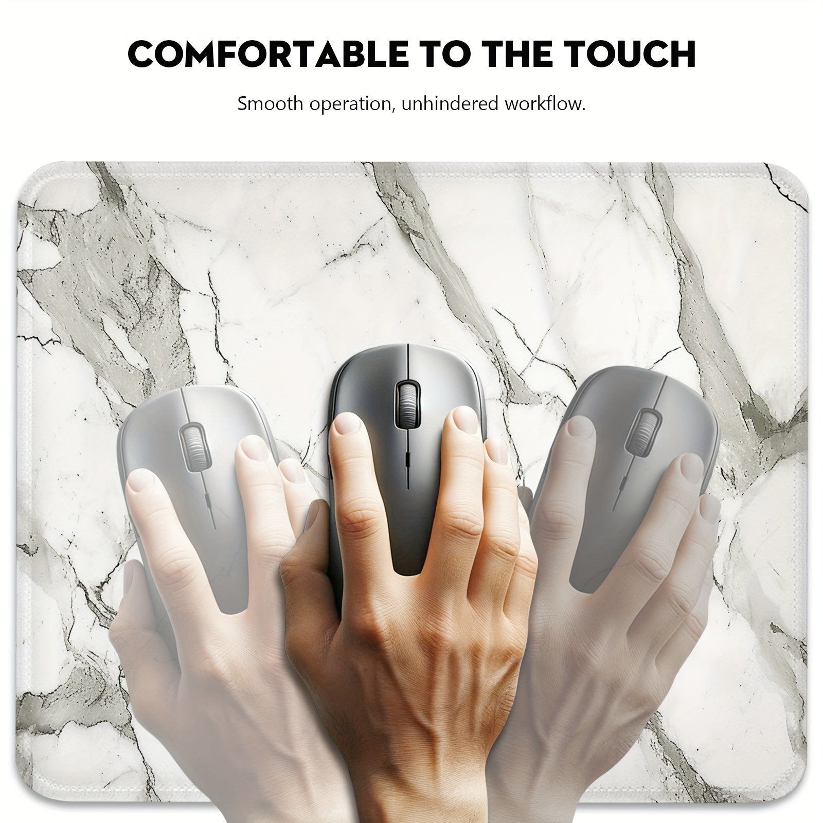 Grey Marble Mouse Pad with Stitched Edges