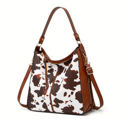 Leopard Print Tote Bag Large Capacity Shoulder Bag Zipper Portable Handle