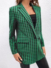 Houndstooth Print Lapel Collar Blazer for Work