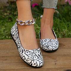 Women's Geometric Pattern Slip-On Flat Shoes Lightweight Walking Shoes