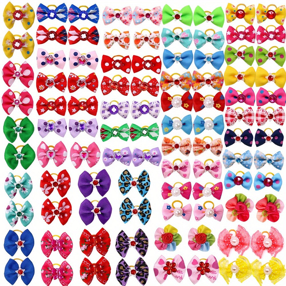 20pcs Bowknot Hair Ties for Pets - Stylish Accessories for Grooming