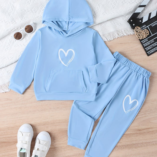 Toddler Girl's Heart Graphic Hoodie & Sweatpants Set
