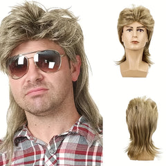 Vintage Long Straight Wig Funky Punk Style for Men