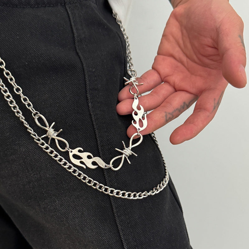 Men's Punk Chain Belt Buckle with Star and Skull, Edgy Accessory