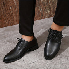 Men's Low Heel Derby Shoes Lace-up Front Dress Shoes