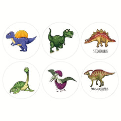 500 Pcs Dinosaur Pattern Stickers, 12 Designs, 2.10-inch Round, Teenager Gift