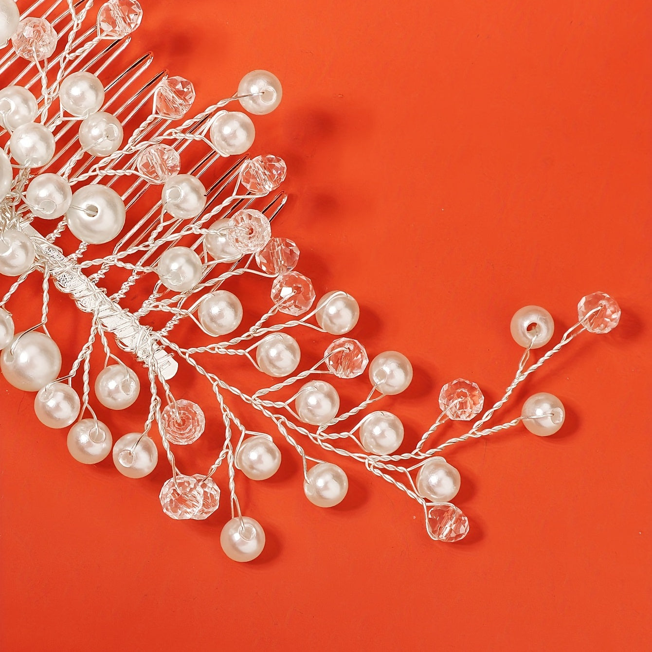 Crystal Headwear Pearl Hair Comb Bridal Wedding Headband Scarf