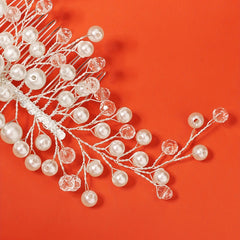Crystal Headwear Pearl Hair Comb Bridal Wedding Headband Scarf