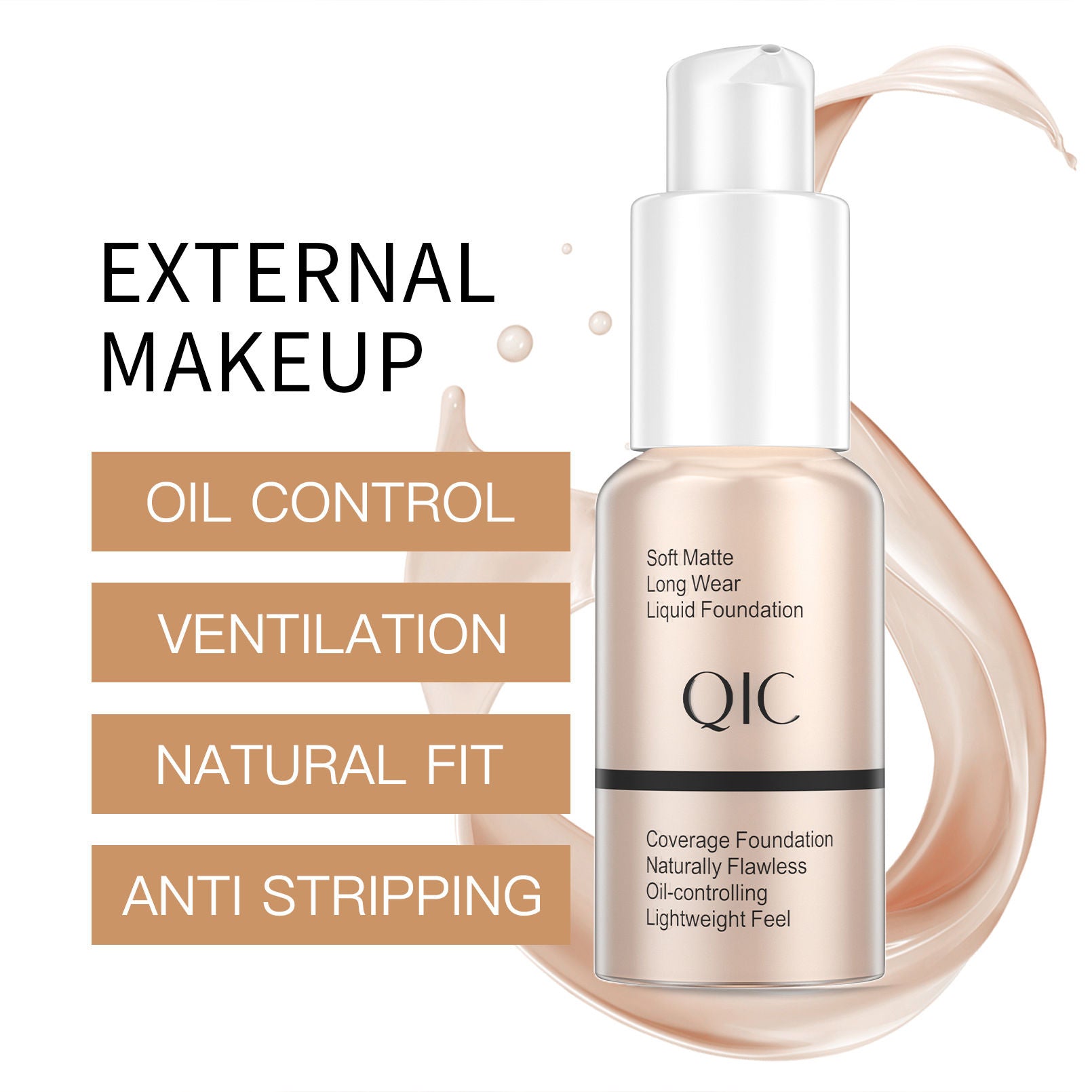 Natural Nude Tone Lightweight Matte Liquid Foundation