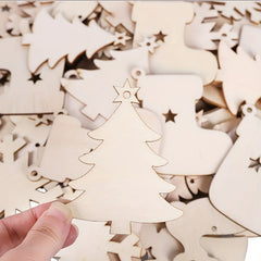 10pcs Christmas Tree Chips Decor Arts And Crafts Wooden Slice Nativity Craft