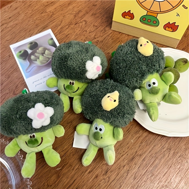 Vegetable Broccoli Keychain Plush Doll Backpack Decoration
