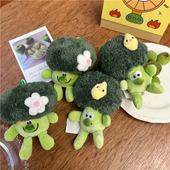 Vegetable Broccoli Keychain Plush Doll Backpack Decoration