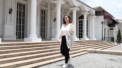 Hollow Out Lantern Sleeve Cardigan