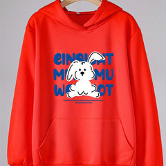 Cartoon Bunny Print Hoodie Girls Top