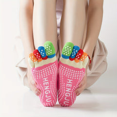 Rainbow Striped Yoga Socks Non-slip Grips Dance Socks Low Cut