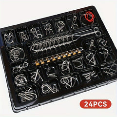 Set Of 24 Golden Puzzle Rings Nine ring Set Educational And Puzzle solving Toy