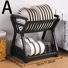 Kitchen Storage Shelf Plastic Drain Rack Beige Organizer
