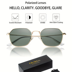 OUWEN Polarized Polygon Sunshade Unisex Small Square Aviator Glasses
