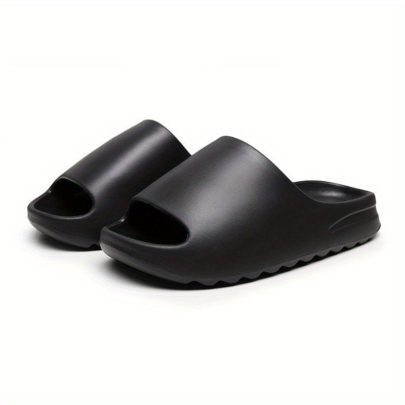 Women's Solid Pillow Slides Slip On Peep Open Toe Non slip Thick Bottom