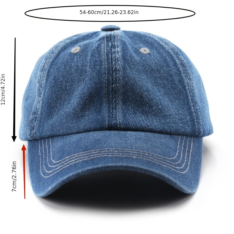Adjustable Denim Baseball Cap for Outdoor Activities