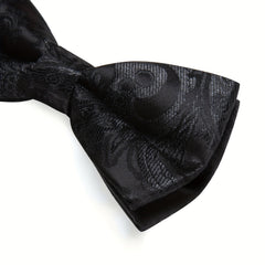 Men Silk Paisley Cravat Cufflinks Hanky Set Wedding Butterfly Tie