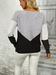 Hollow Knit Sweater Boat Neck Long Sleeve