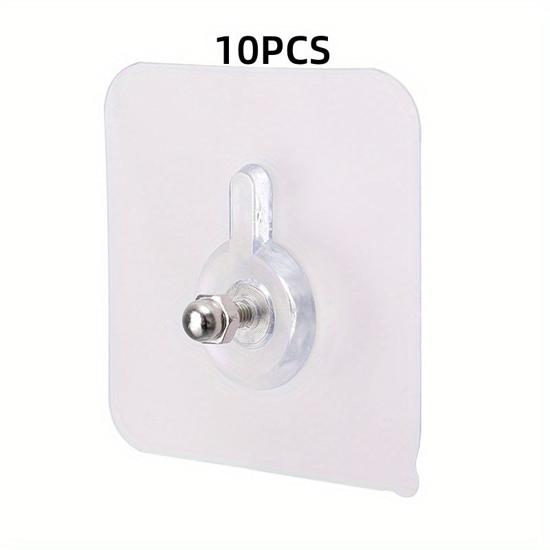 10pcs Seamless Adhesive Wall Hooks No Drilling Non Trace Hanging