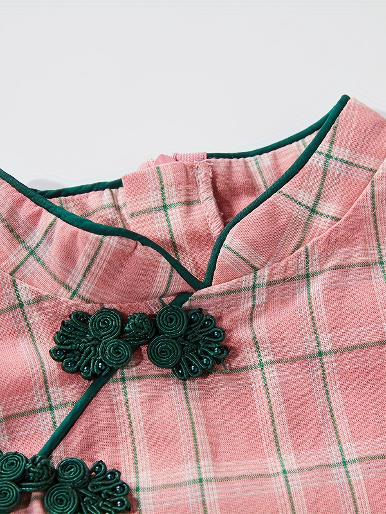 FOREST KIDS Vintage Plaid Cheongsam For Girls