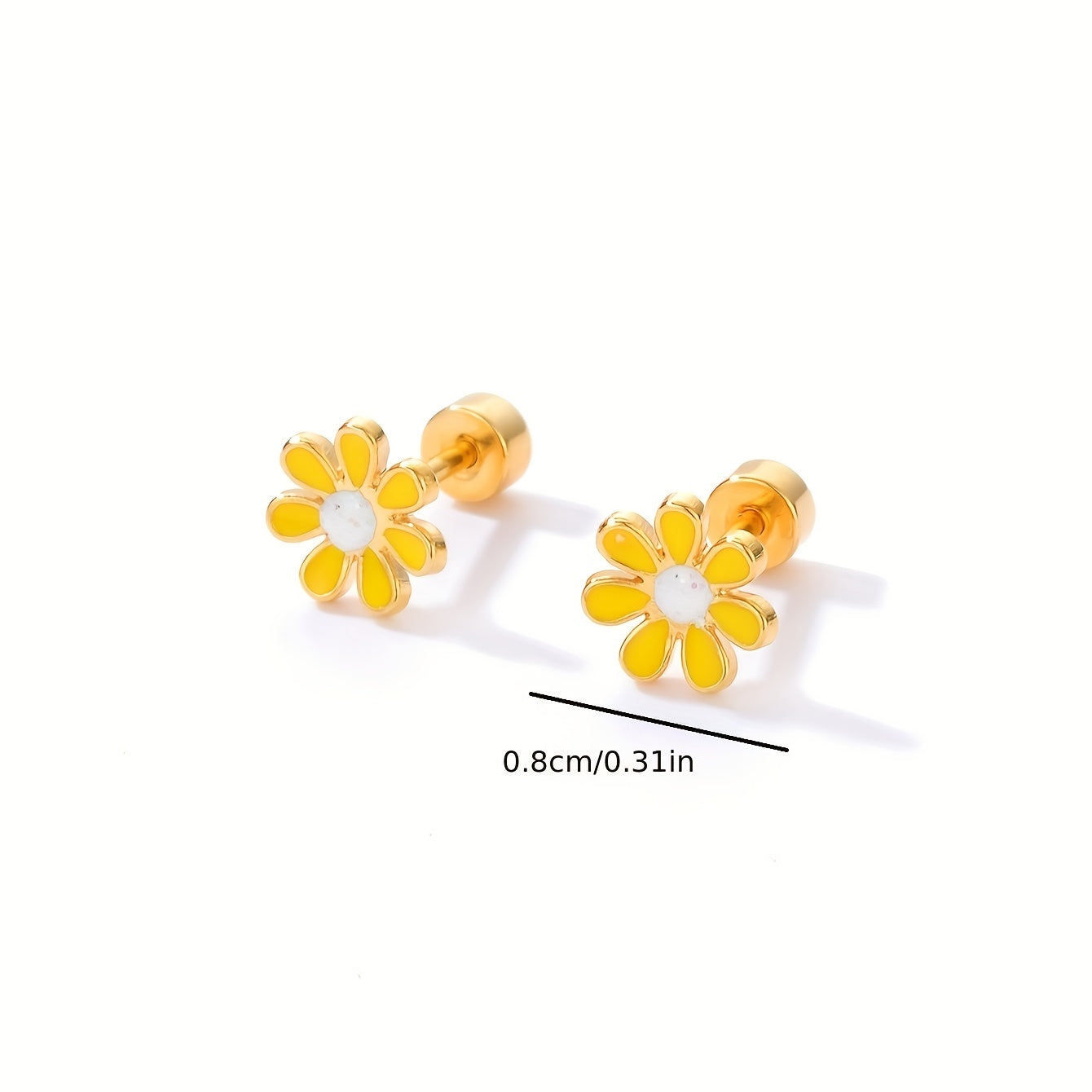 Colorful Flower Stainless Steel Stud Earrings