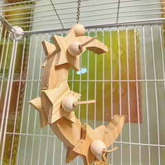 Wood Bird Swing Parrot Moon Star Swing Toys For Pet Training