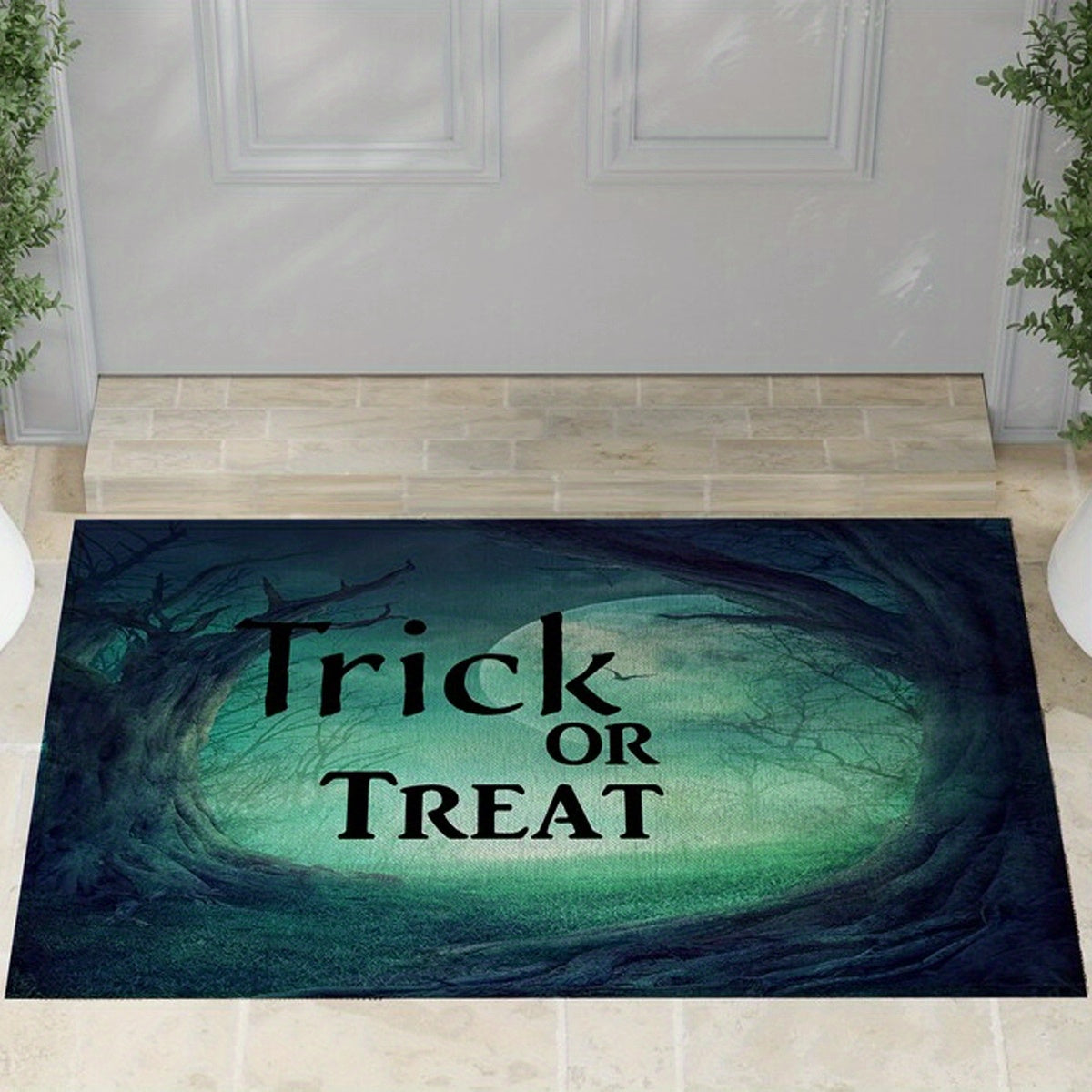 Haunted House Door Mat Spooky Halloween Theme Non Slip Welcome Mat