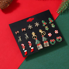Christmas Earrings Set Snowflake Tree Snowman Bell Earrings