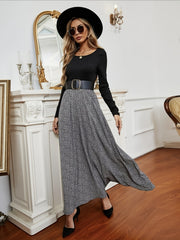 Floral Print Belted Skirt High Waist Boho Style
