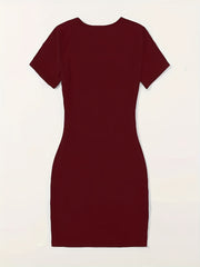 Short Sleeve Bodycon Tee Dress Crew Neck Casual