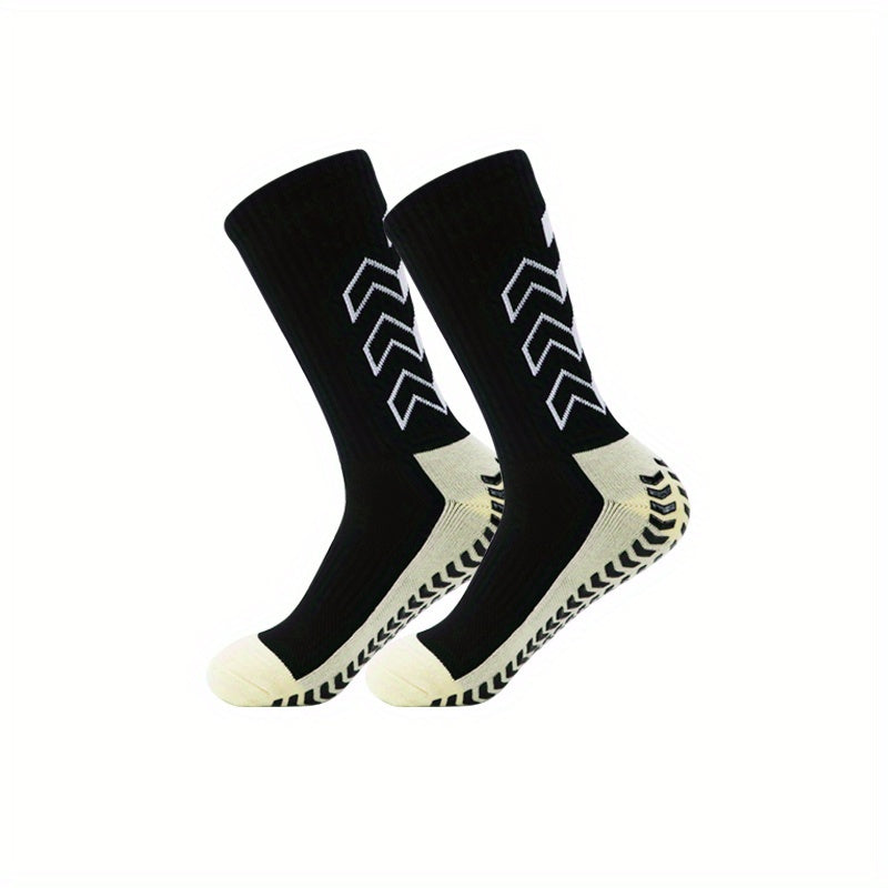 Non-Slip Silicone Athletic Socks for Football - Breathable Mid Calf Socks