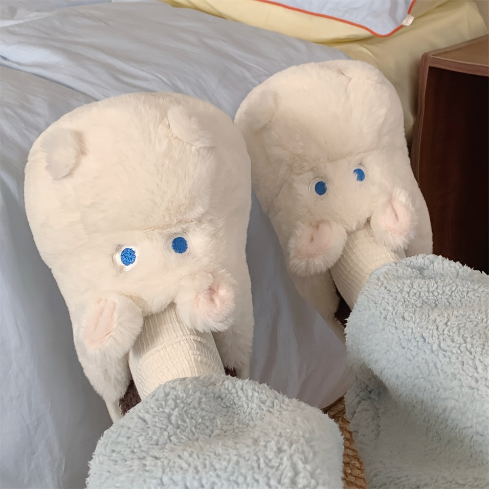 Cartoon Hippo Plush House Slippers For Boys