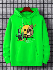 Smile & Teddy Bear Print Hoodie Men's Pullover Sweatshirt