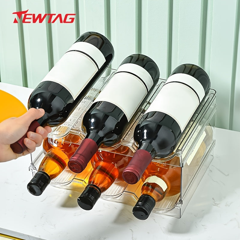 Clear Stackable Water Bottle Organizer 4 Layers Holds 12 Bottles