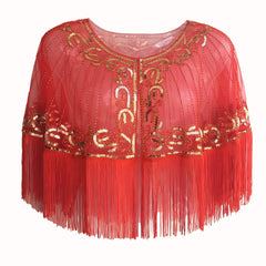 1920s Retro Sequin Shawl Tassel Wrap Flapper Shawls