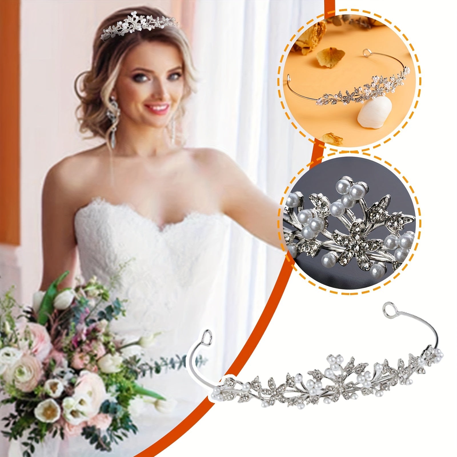 Bridal Rhinestone Pearl Headband Tiara Wedding Accessories