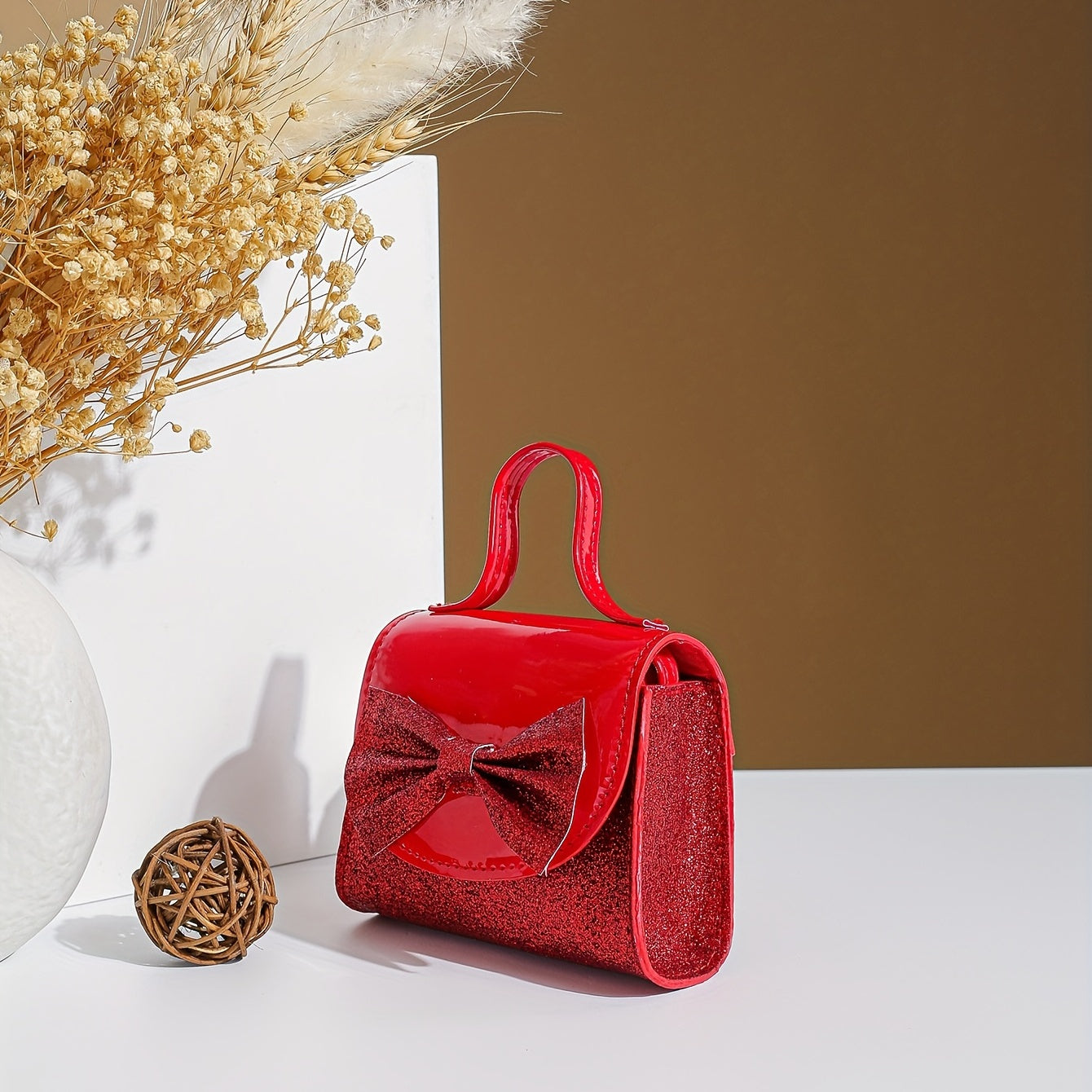 Mini Glitter Butterfly Satchel Bag Red