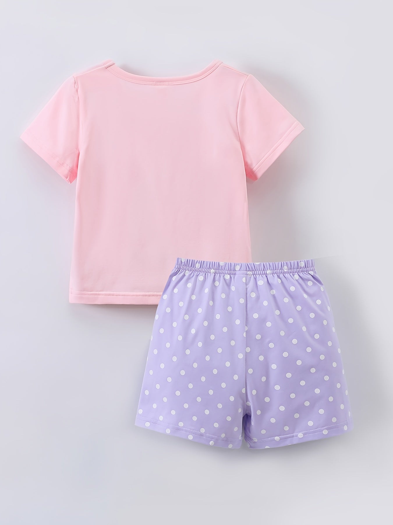 2pcs Girls Easter Rabbit T Shirts & Polka Dot Shorts Set Kids Summer Clothes