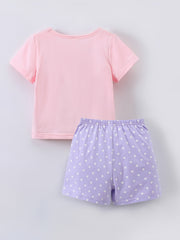 2pcs Girls Easter Rabbit T Shirts & Polka Dot Shorts Set Kids Summer Clothes