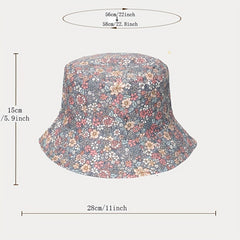 Vintage Floral Print Bucket Hat Reversible Basin Hat Stylish Lightweight Sunscre