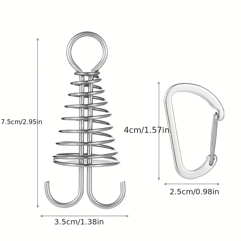 4pcs Stainless Steel Octopus Rope Buckles with Spiral Tent Pegs and Hooks