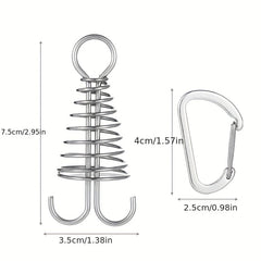 4pcs Stainless Steel Octopus Rope Buckles with Spiral Tent Pegs and Hooks