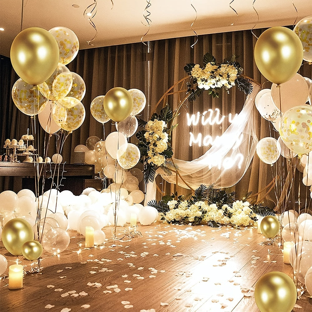 50pcs Golden Balloons Kit 12 Inches for Wedding Baby Shower Event Decoration